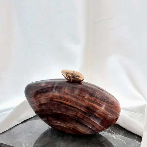 Chic Acrylic Clutch/Handbag/Crossbody (Brown) - Picture 4 of 16